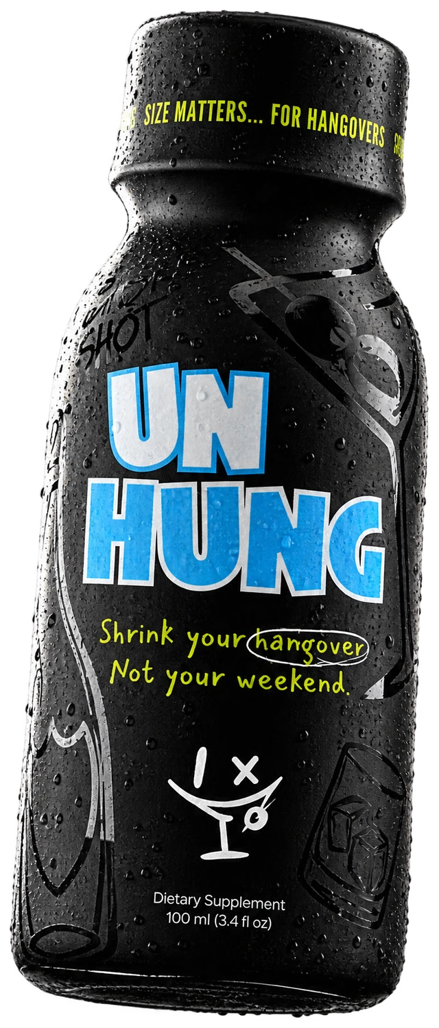 UNHUNG hangover relief shot bottle